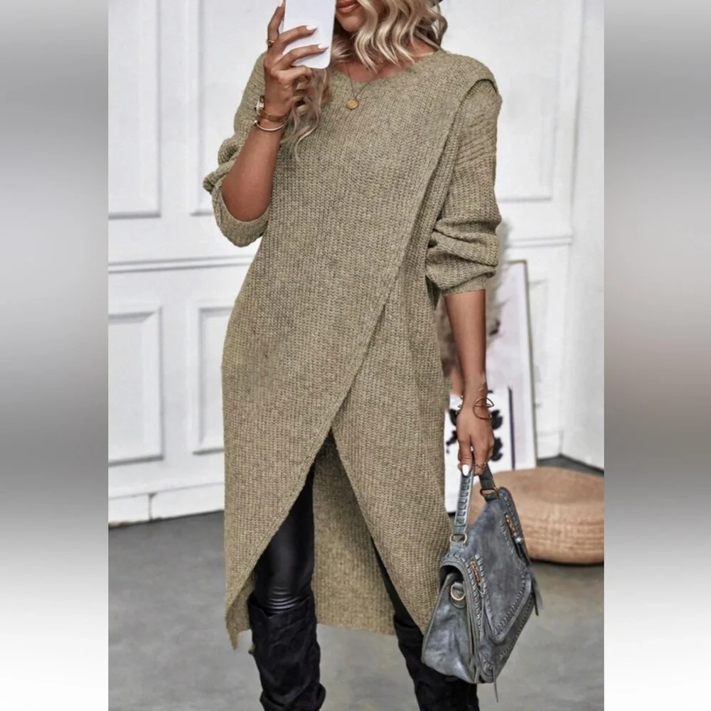 Luxe black wrap hem sweater